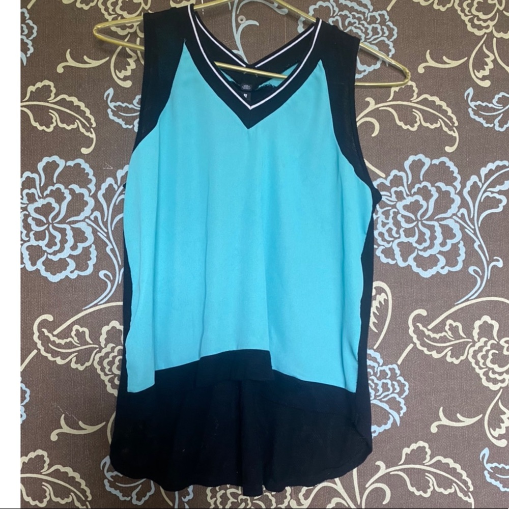 Blue and black tank top